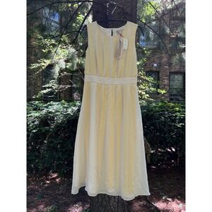 BANANA REPUBLIC Heritage Blush 100% Silk Striped Yellow Ribbon Midi Dress 2P NWT